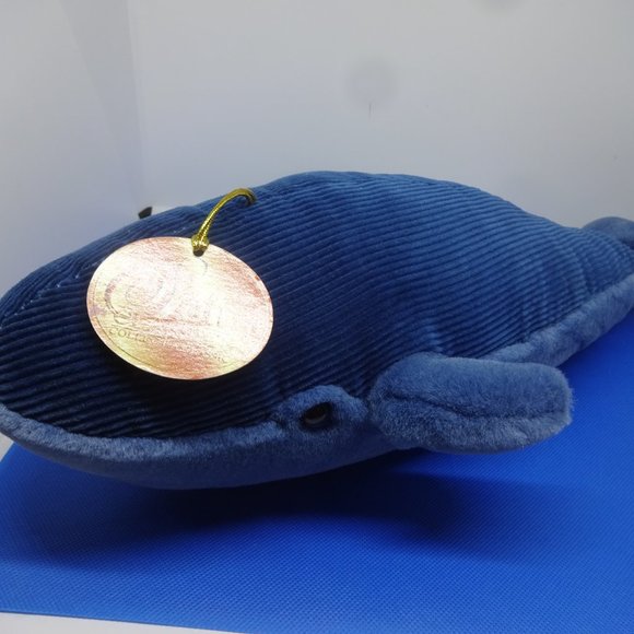 Soft Classics "CORDUROY BLUE WHALE" Stuffed Plush 18" x 9" (NWT) - Picture 3 of 4